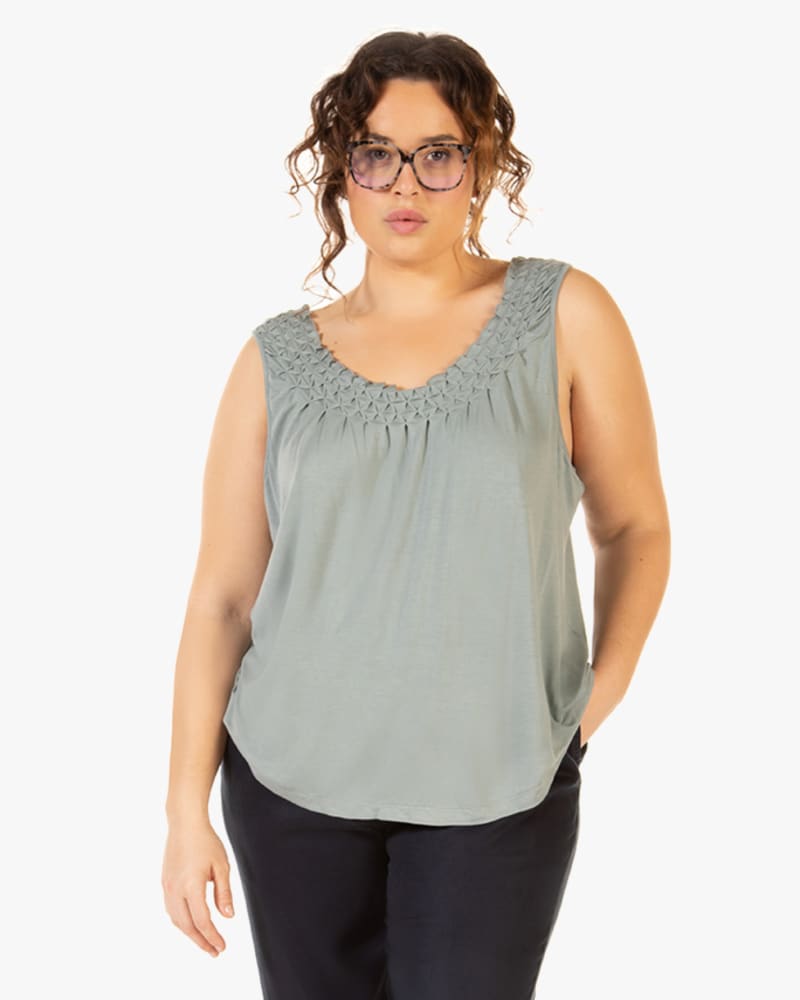 Front of plus size Jane Pleated Tank by Dex Plus | Dia&Co | dia_product_style_image_id:158909
